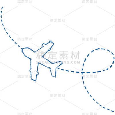 交通系列蜡笔画飞机带虚线