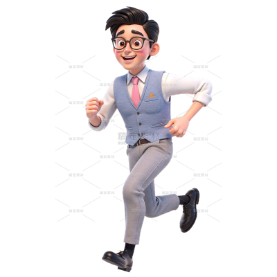 招聘系列3D奔跑的职场新人贴纸