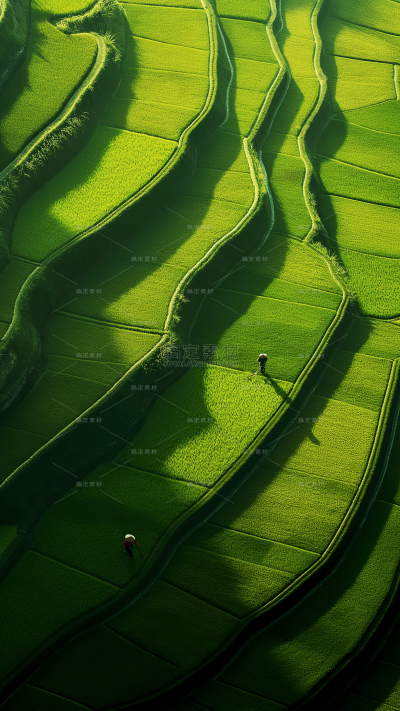 劳动节实景感梯田/稻田背景