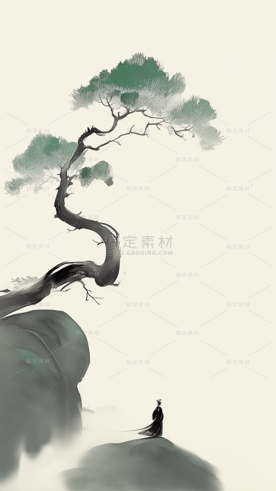 中国风新中式水墨极简山水背景