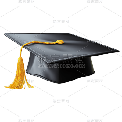 3D黑色学士帽贴纸
