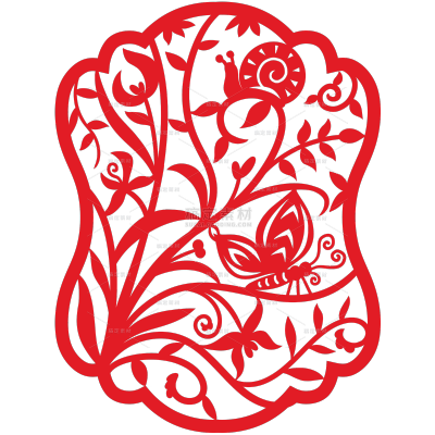 中国风插画红色中式花纹元素（td）