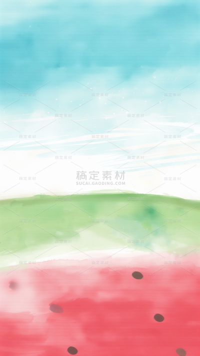 小暑大暑红色水彩西瓜通用背景
