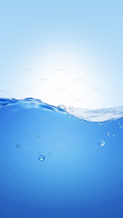 特效系列清透感蓝色天空水面水体波动气泡流动背景