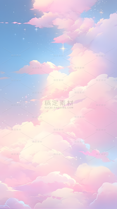 通用插画梦幻感云彩天空风景场景背景图片