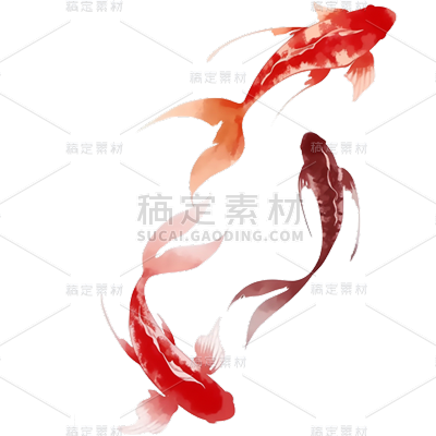 动物系列水墨锦鲤鱼群