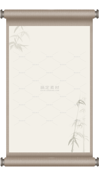 中国风系列插画感中式山水画底图卷轴