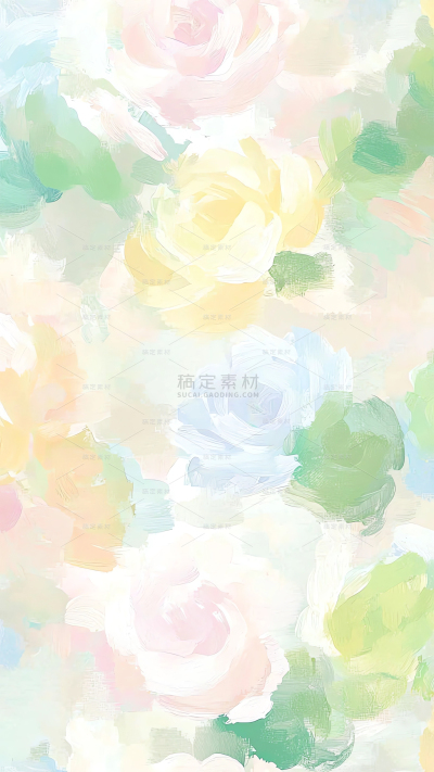 常规背景系列插画风油画彩色花朵背景
