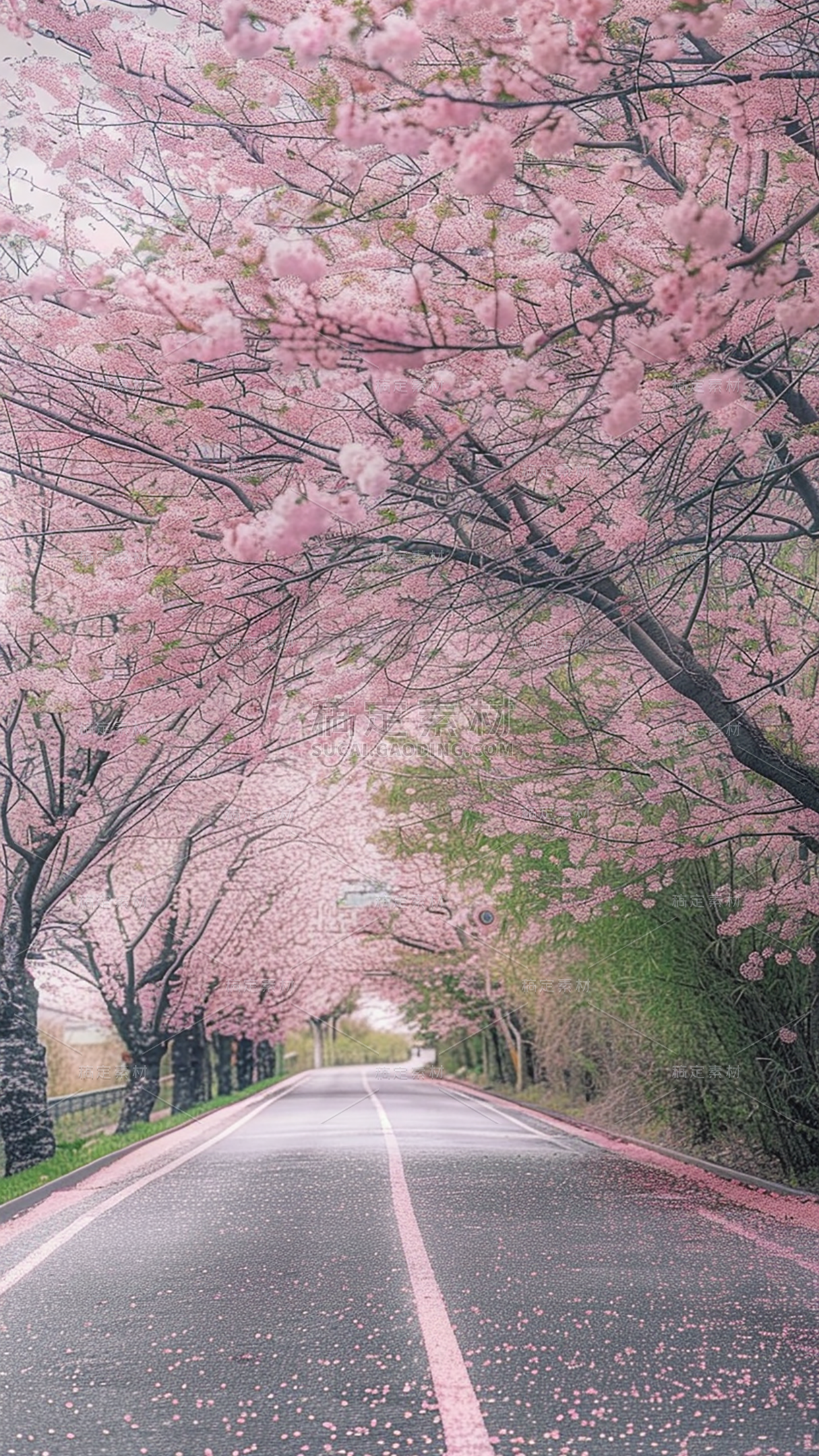 植物通用实景樱花大道场景背景图片素材