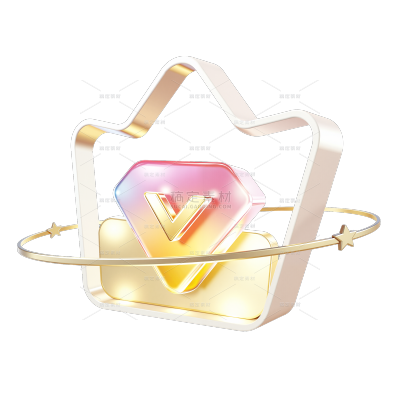 促销系列立体感金属V字圆环炫彩会员标识