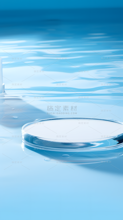 通用电商简约透明玻璃感水面圆形展台场景背景