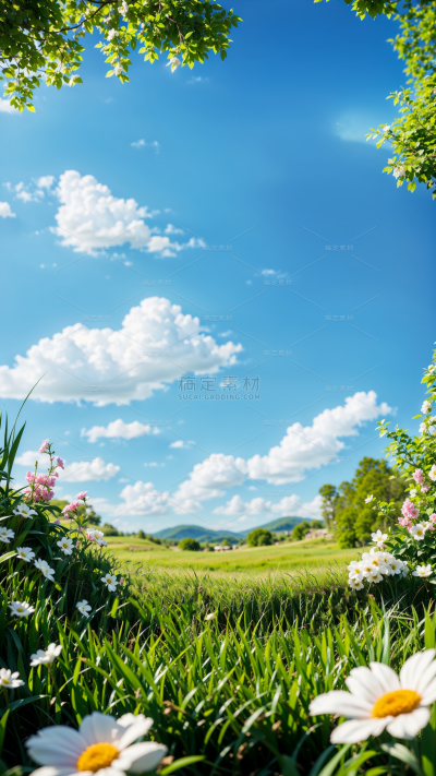风光系列实景蓝天草地场景背景