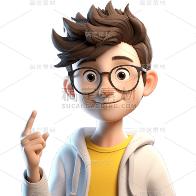 3D立体三维教育培训学生男生人物