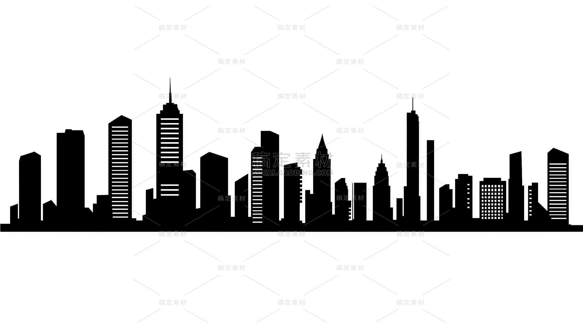 建筑系列通用矢量纯色城市建筑群