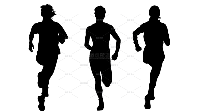 人物系列黑色矢量剪影跑步运动人物元素（td)