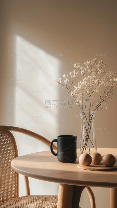 建筑系列通用简约风原木桌椅图片