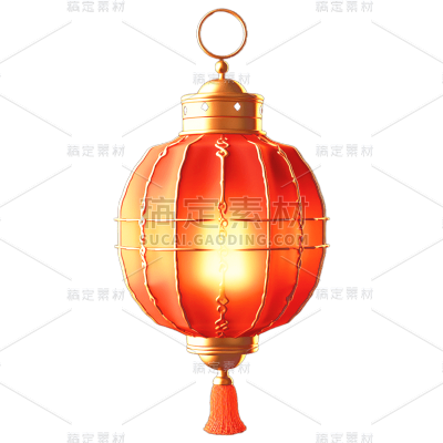 3D风红色灯笼贴纸