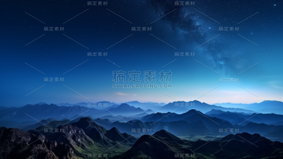 夜空山峰自然风景