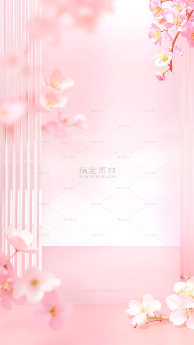 植物系列光影感粉色樱花场景背景