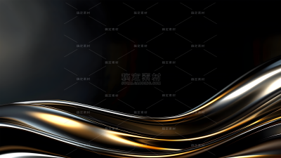 通用背景黑金线条波浪绸缎质感