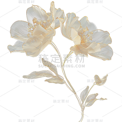 植物通用水晶流体花朵元素素材