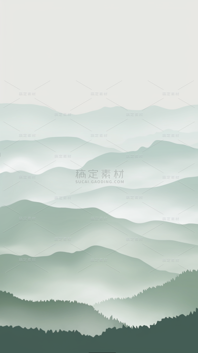 常规系列中国风山群层叠组合通用背景素材