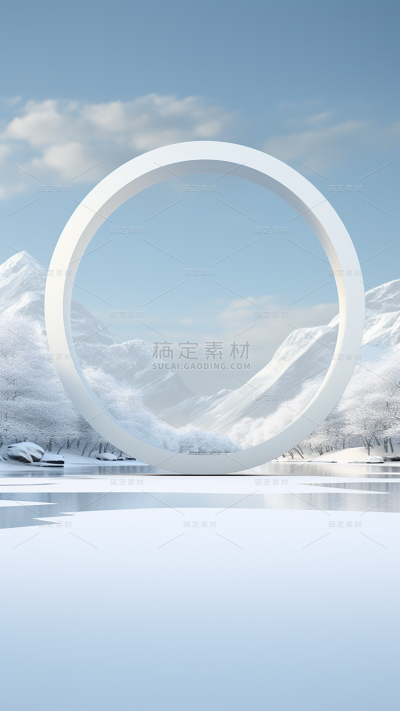 小雪节气冬季冬天通用实景雪山冰川雪地天空风景展台场景背景