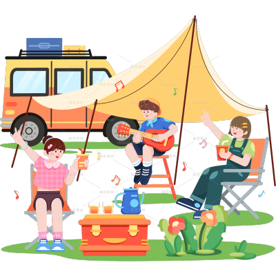 风光系列-露营场景组合元素原创套系大尺寸贴纸元素素材