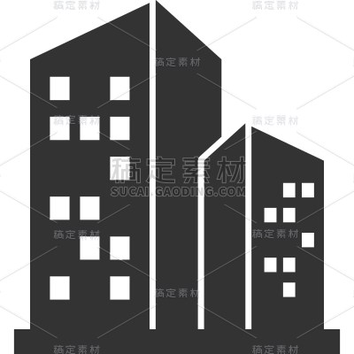 常规通用城市建筑黑白剪影