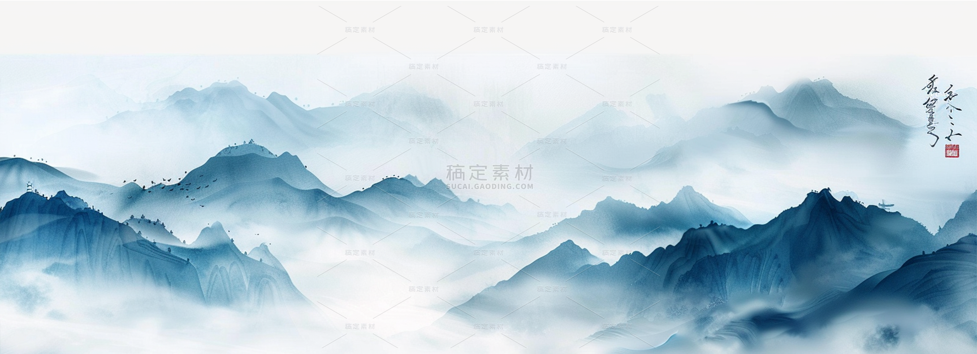 风光系列超横板山水通用背景素材