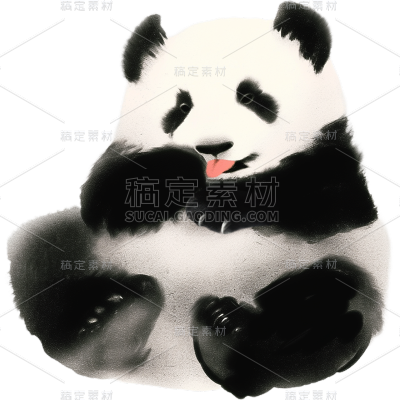 动物系列水墨风熊猫
