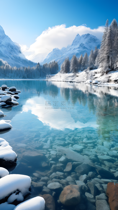 冬天冬季冬日山川雪山风景场景背景