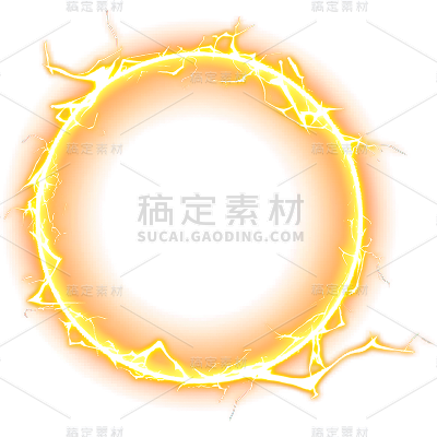 气象系列AI插画发光闪电+球橙色系