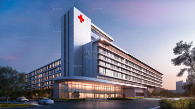 建筑系列通用实景医院立面图背景素材