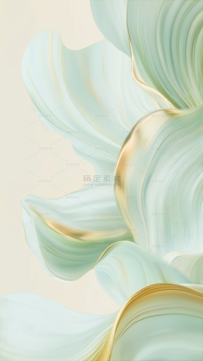 常规背景系列立体感浅绿色鎏金肌理感造型背景