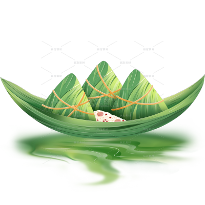 端午节渐变创意粽子粽叶船插画组合元素