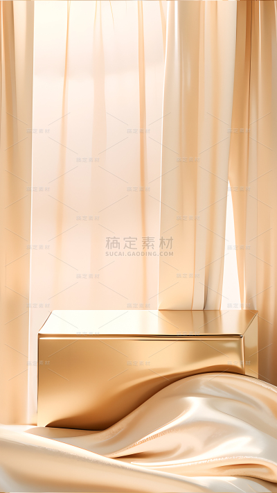 纹理系列写实金色丝绸展台背景