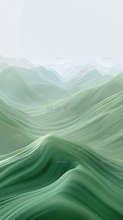 通用绿色中国风3D中式山水背景素材