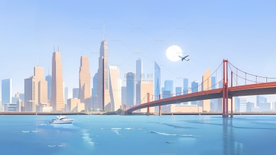 建筑系列扁平风矢量城市桥梁建筑（td）