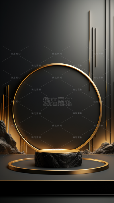 通用D电商产品电子黑色3D立体展台背景