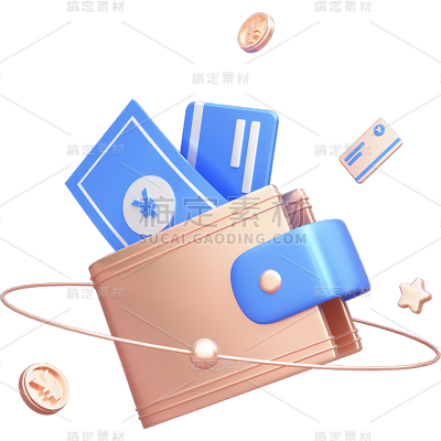 金融理财保险3D立体C4D金币组合元素