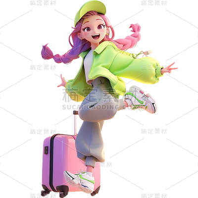 人物系列3D皮克斯潮酷女性卡通人物贴纸