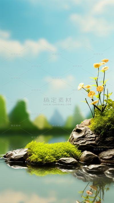 通用电商促销户外绿植场景3D立体C4D场景背景图片素材