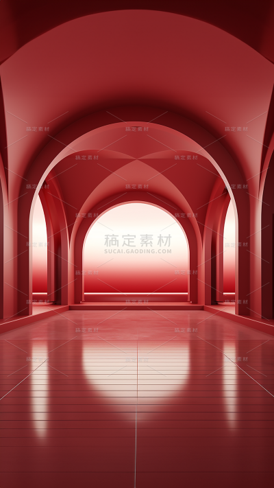 3D立体三维空间红色背景