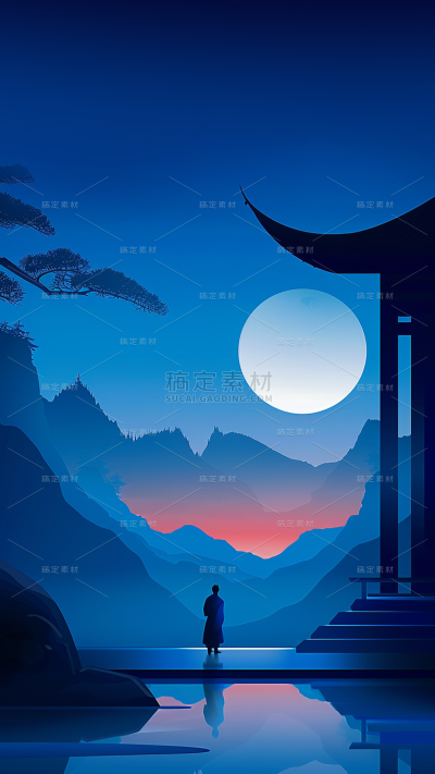 中秋节通用新中式月亮背景图片