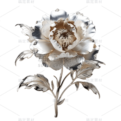 3D金属风小花贴纸