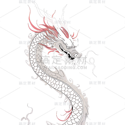 通用插画神话生物中式传统龙元素贴纸