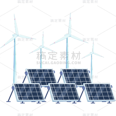 常规通用扁平绿色能源场景元素素材