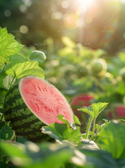 夏季果蔬实景切西瓜场景通用背景素材