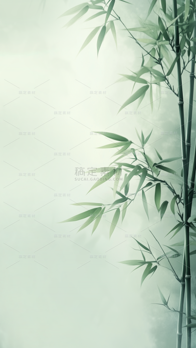 植物系列中国风朦胧竹子背景